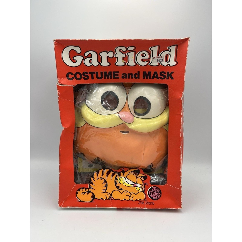 Vintage 1978 Ben Cooper "Garfield"‎ Costume Mask w/Box, size Small 4-6 Jim Davis